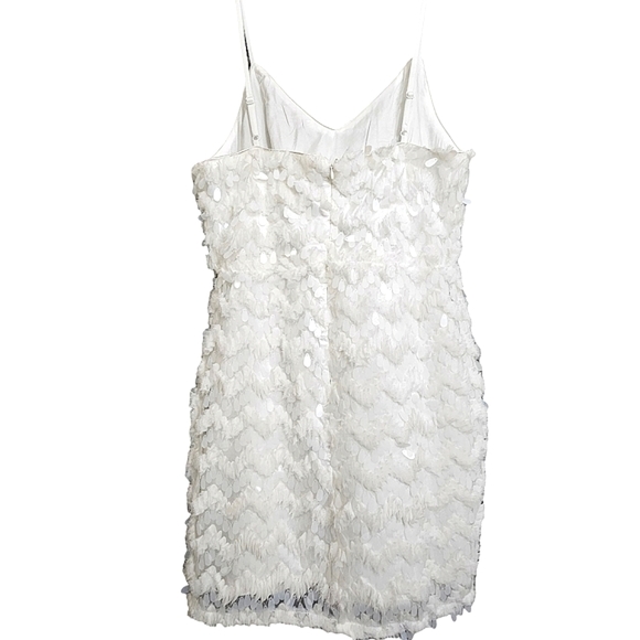 Nwot Just Me White Oval Sequined Spaghetti straps Cocktail Mini Dress - Picture 5 of 17